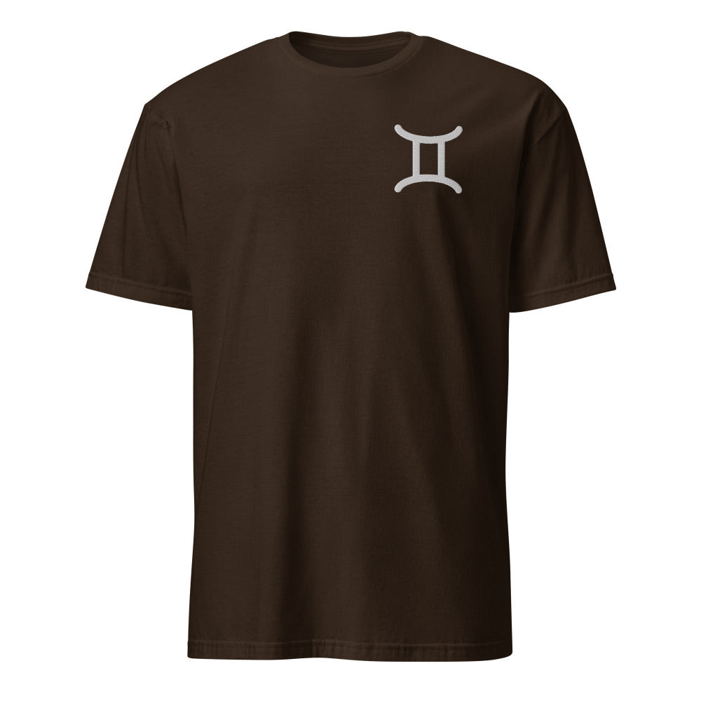 Gemini Zodiac Embroidered TShirt - Dark Chocolate Color - https://ascensionemporium.net